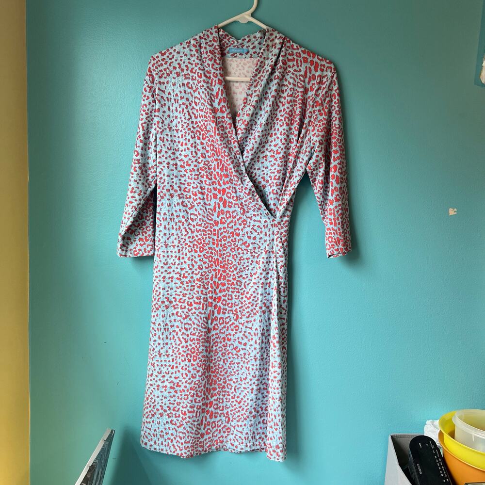 J. McLaughlin Panama Faux Wrap Stretch Catalina Cloth Animal Print Dress Size S